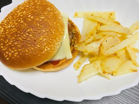 簡単!お家でハンバーガー&揚げないポテト